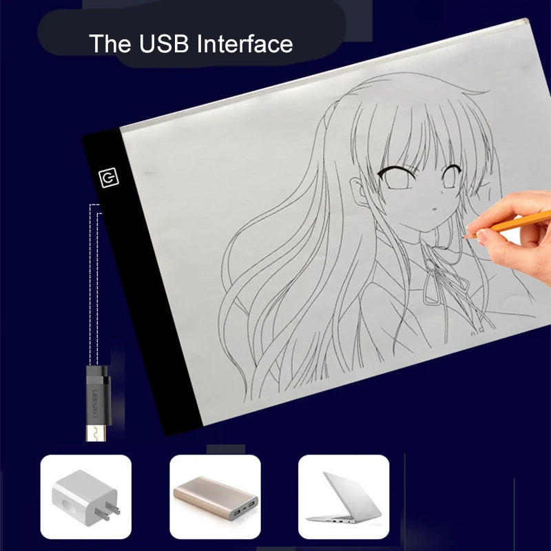 Mesa De Luz LED Para Calcar Dibujos Con 3 Niveles De Brillo